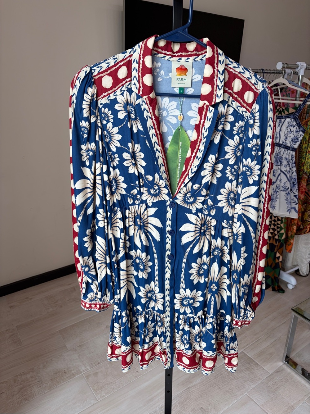 Farm Rio: Blue Luna Lenzing Ecovero Viscose Mini Dress - Picture 3 of 11